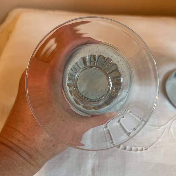 Recycled Glass Water Goblets Set of 2 Light Blue Clear Stem with Ball in Center - Picture 7 of 10